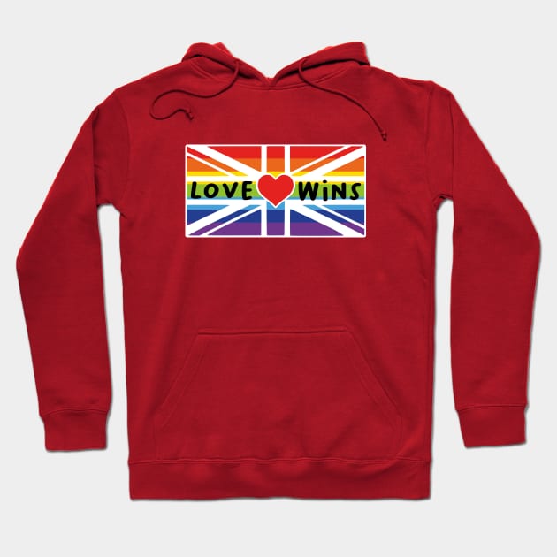 LGBTQA 'Love Wins' Union Jack Rainbow Hoodie by DavidSpeedDesign